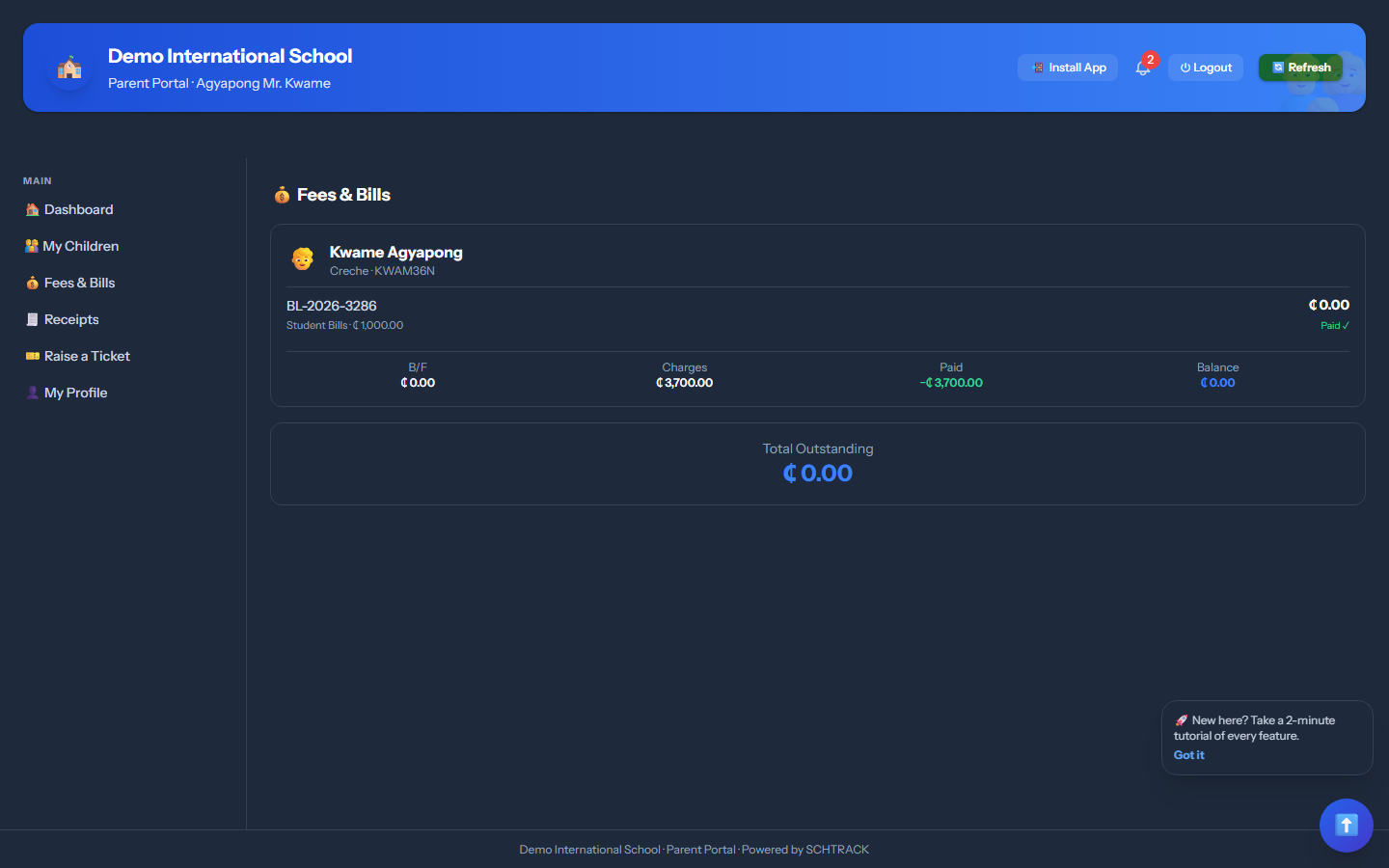 Bills &amp; fees - SchTracky screenshot