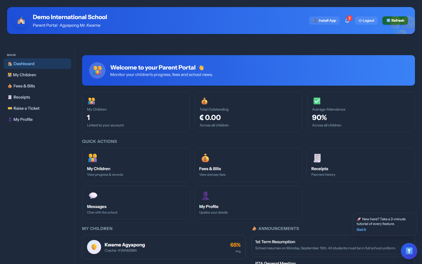 Dashboard - SchTracky screenshot