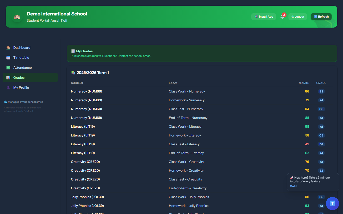 Grades - SchTracky screenshot