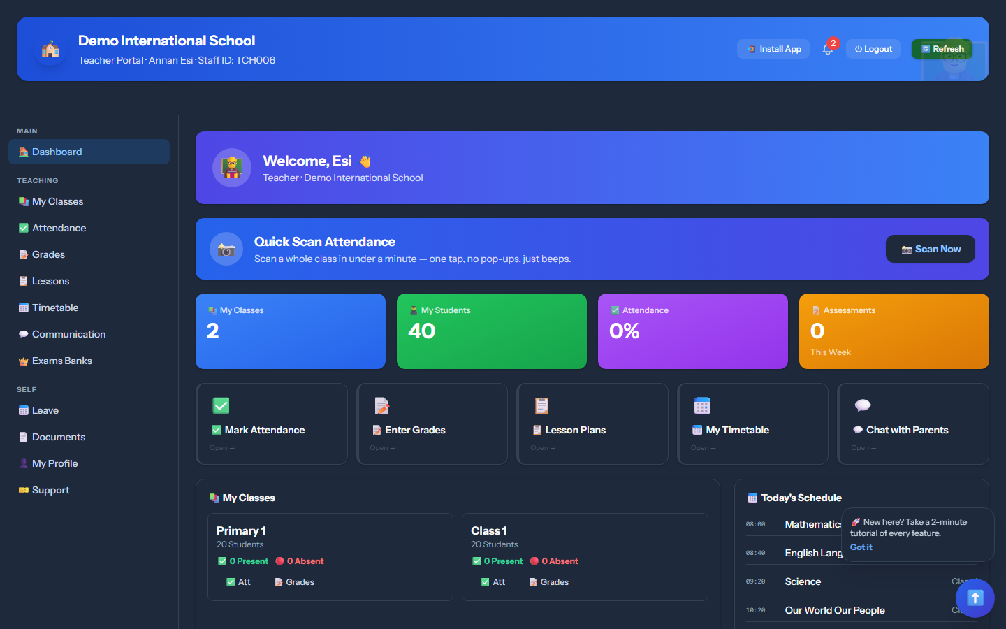 Dashboard - SchTracky screenshot