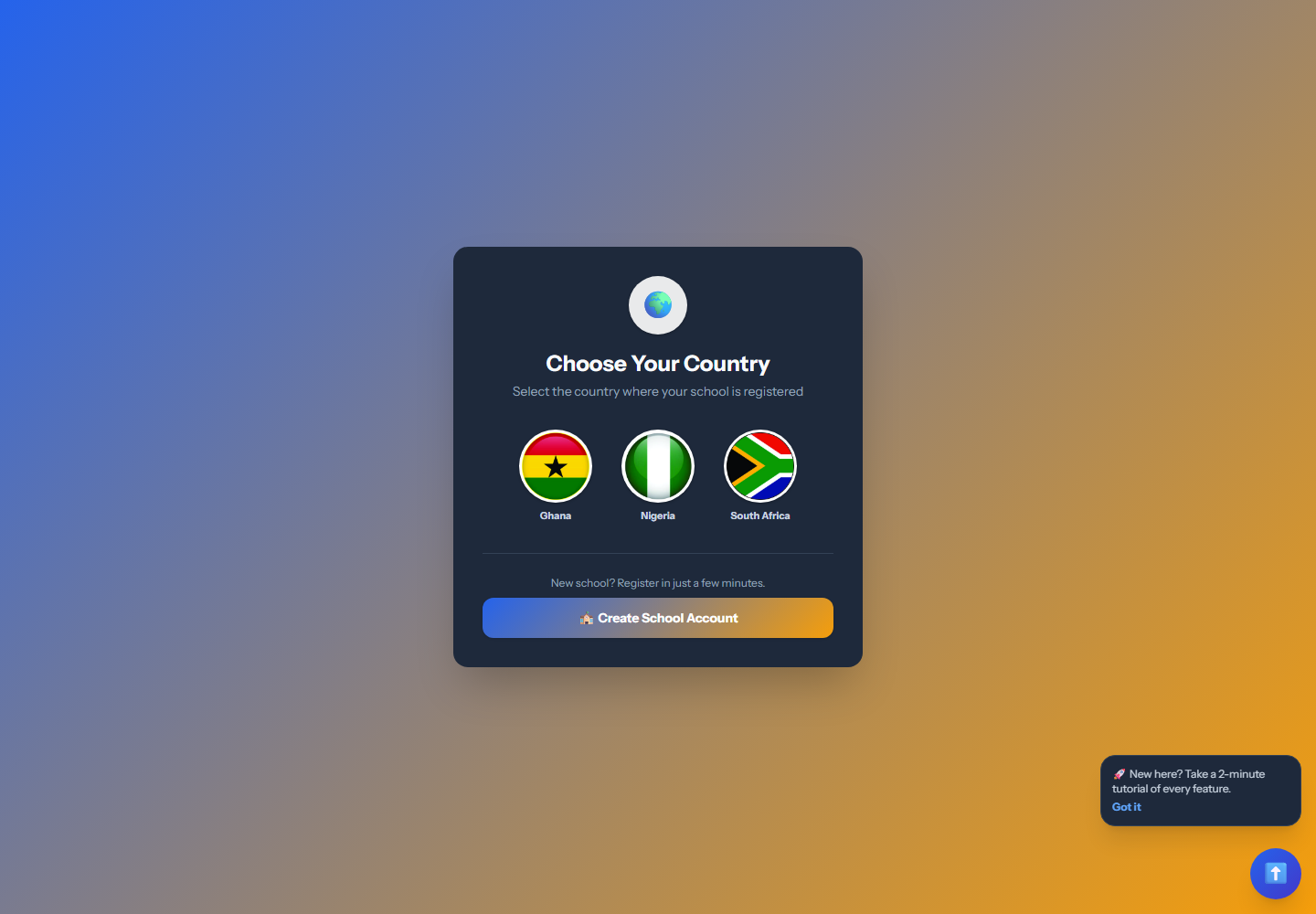 SchTracky unified login page screenshot